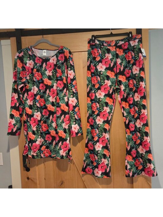 Dreamwave Other - New! Dreamwave Size XL Floral 2 Piece Modest Swim Shirt & Pants UPF 50+ Wide-Leg